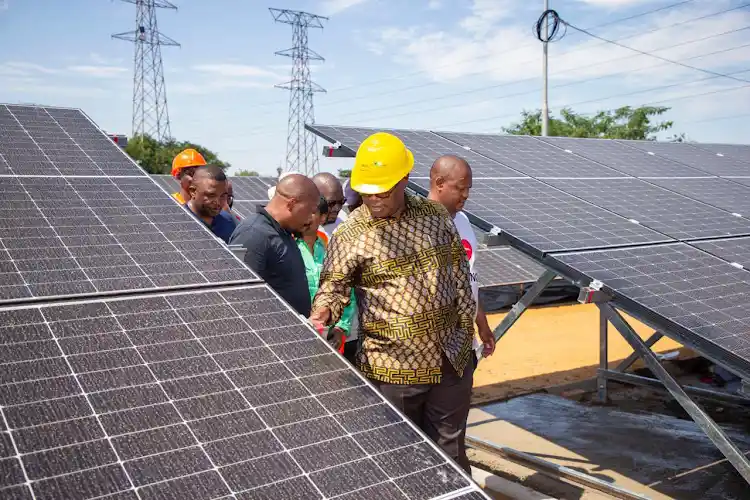 Premier Panyaza Lesufi at a solar energy site visit
